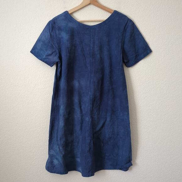 Color Me Cotton CMC Womens Dress Blue Tie Dye Floral Small Lagenlook Watercolor - Picture 6 of 7